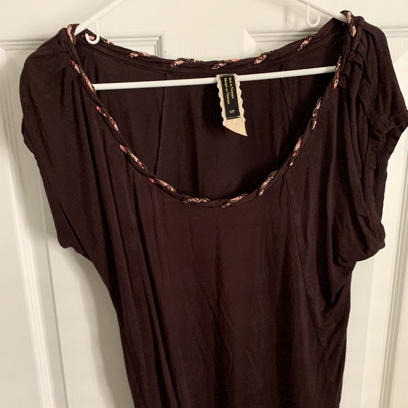 Anthropologie Brown Knit Top w/ neckline detail - Picture 1 of 3